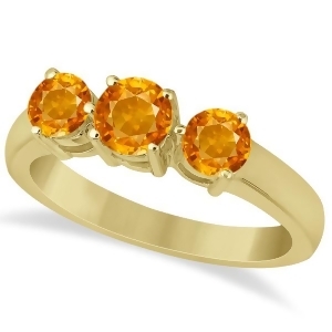 Three Stone Round Citrine Gemstone Ring in 14k Yellow Gold 1.50ct - All