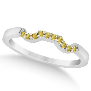 Pave Set Yellow Sapphire Contour Wedding Band in Platinum 0.15ct - All