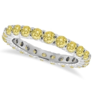 Fancy Yellow Canary Diamond Eternity Ring Band 14k White Gold 1.07 ctw - All