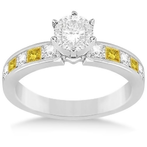 Princess White and Yellow Diamond Engagement Ring 18K White Gold 0.50ct - All