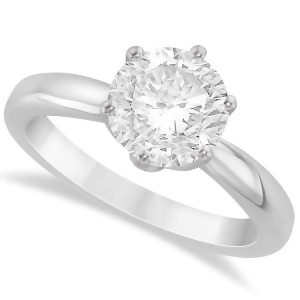 Round Solitaire Moissanite Engagement Ring 14K White Gold 2.50ctw - All