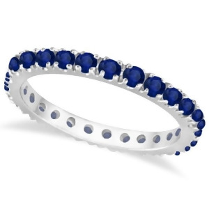 Blue Sapphire Eternity Band Wedding Ring 14K White Gold 0.50ct - All