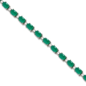 Emerald and Diamond Tennis Bracelet 14k White Gold 12.00ct - All