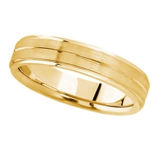 Carved Wedding Band in 14k Yellow Gold For Men 5mm - All