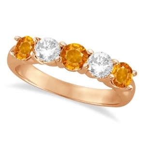 Five Stone Diamond and Citrine Ring 14k Rose Gold 1.92ctw - All