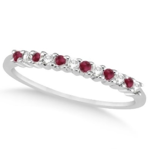 Petite Diamond and Ruby Wedding Band 14k White Gold 0.20ct - All