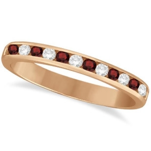 Garnet and Diamond Semi-Eternity Channel Ring 14k Rose Gold 0.40ct - All