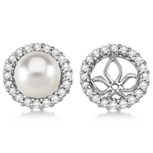 Diamond Earring Jackets for Pearl Studs 14K White Gold 0.63ct - All