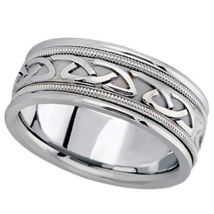 Hand Made Celtic Wedding Band in Platinum for Men 8mm - All