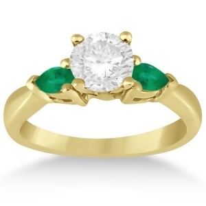 Pear Cut Three Stone Emerald Engagement Ring 14k Yellow Gold 0.50ct - All