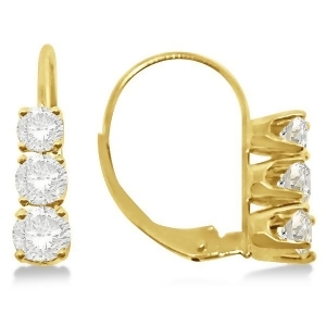 Three-stone Leverback Diamond Earrings 14k Yellow Gold 1.00ct - All
