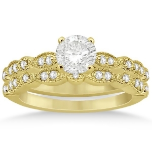 Petite Marquise and Dot Diamond Bridal Ring Set in 18k Yellow Gold 0.25ct - All