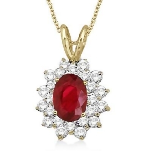 Ruby and Diamond Accented Pendant 14k Yellow Gold 1.60ctw - All