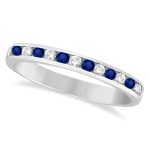 Channel-set Blue Sapphire and Diamond Ring 14k White Gold 0.40ct - All