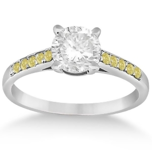 Cathedral Pave Yellow Diamond Engagement Ring 14k White Gold 0.20ct - All