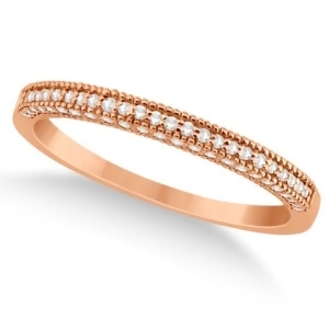 Micro Pave Milgrain Edge Diamond Wedding Ring 18k Rose Gold 0.18ct - All