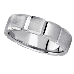 Diamond Carved Wedding Band For Men in Platinum 6mm - All