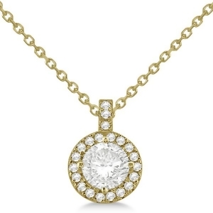 Diamond Halo Pendant Necklace Round Solitaire 14k Yellow Gold 2.50ct - All