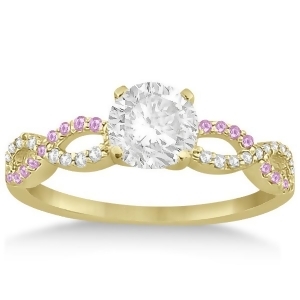 Infinity Diamond and Pink Sapphire Engagement Ring 18K Yellow Gold 0.21ct - All