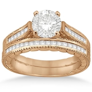 Princess Cut Channel Diamond Bridal Set in 14k Rose Gold 0.38ct - All