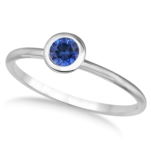 Blue Sapphire Bezel-Set Solitaire Ring in 14k White Gold 0.50ct - All