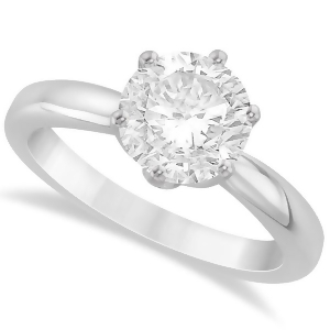 Round Solitaire Moissanite Engagement Ring 14K White Gold 2.00ctw - All