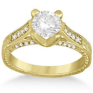 Antique Style Diamond Engagement Ring Setting 18k Yellow Gold 0.40ct - All