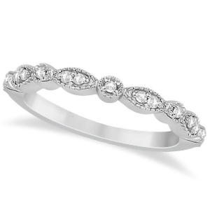 Petite Marquise and Dot Diamond Wedding Band in Platinum 0.13ct - All