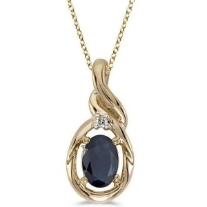 Blue Sapphire and Diamond Pendant Necklace 14k Yellow Gold 0.55ctw - All