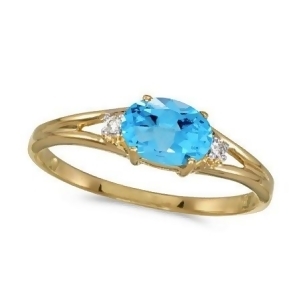 Oval Blue Topaz and Diamond Right-Hand Ring 14K Yellow Gold 0.59ct - All