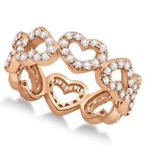 Eternity Interlocking Hearts Diamond Ring 18k Rose Gold 1.00ct - All