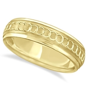 Infinity Wedding Ring For Men Fancy Carved 18k Yellow Gold 5mm - All