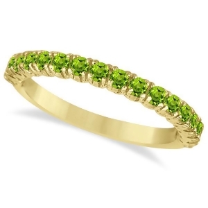 Half-eternity Pave-Set Peridot Stacking Ring 14k Yellow Gold 0.95ct - All