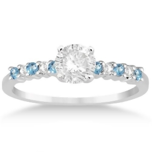 Petite Diamond and Blue Topaz Engagement Ring Platinum 0.15ct - All