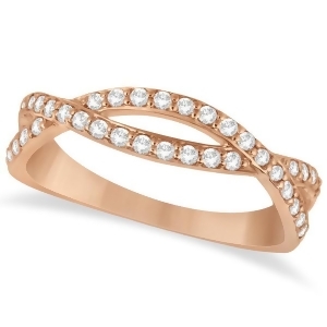 Pave Set Diamond Twisted Infinity Band in 14k Rose Gold 0.32 carat - All