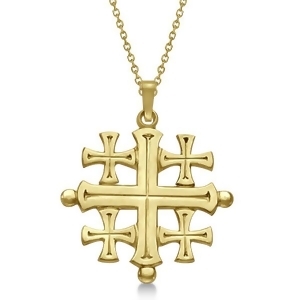 Crusaders' Jerusalem Cross Pendant for Men or Women in 14k Yellow Gold - All