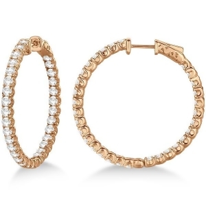 Medium Fancy Round Diamond Hoop Earrings 14k Rose Gold 4.50ct - All