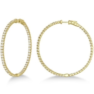 Stylish Large Round Diamond Hoop Earrings 14k Yellow Gold 7.75ct - All