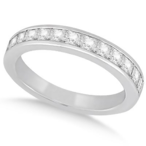 Channel Set Princess Diamond Wedding Band 18k White Gold 0.60ct - All