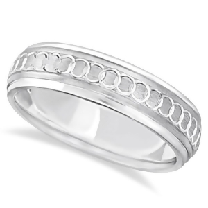Infinity Wedding Band For Men Fancy Carved Palladium 5mm - All