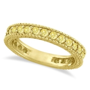 Fancy Yellow Canary Diamond Eternity Ring Band 14k Yellow Gold 1.00ct - All