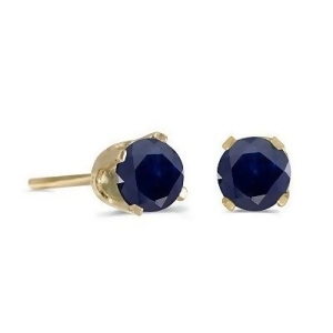 Round Sapphire Stud Earrings in 14k Yellow Gold 4 mm - All