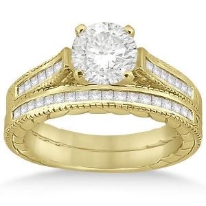 Princess Cut Channel Diamond Bridal Set in 14k Yellow Gold 0.38ct - All