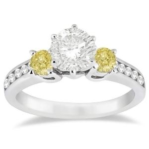 3 Stone White and Yellow Diamond Engagement Ring 14K White Gold 0.45 ctw - All