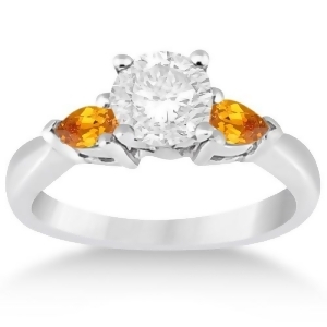 Pear Cut Three Stone Citrine Engagement Ring 14k White Gold 0.50ct - All