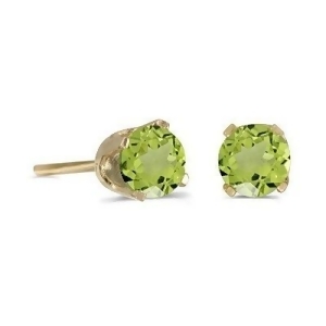 Round Peridot Studs Earrings in 14k Yellow Gold 0.60 ct - All
