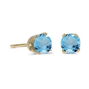 1.12Ct Blue Topaz Stud Earrings December Birthstone 14k Yellow Gold - All
