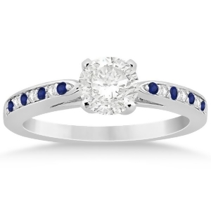 Cathedral Blue Sapphire Diamond Engagement Ring 18k White Gold 0.26ct - All