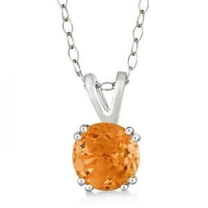Round Citrine Solitaire Pendant Necklace Sterling Silver 1.30ct - All