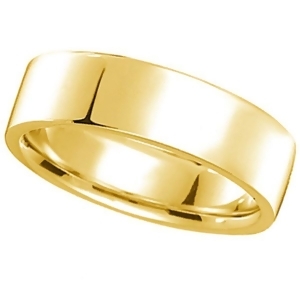 14K Yellow Gold Plain Wedding Band Flat Comfort-Fit Plain Ring 7 mm - All